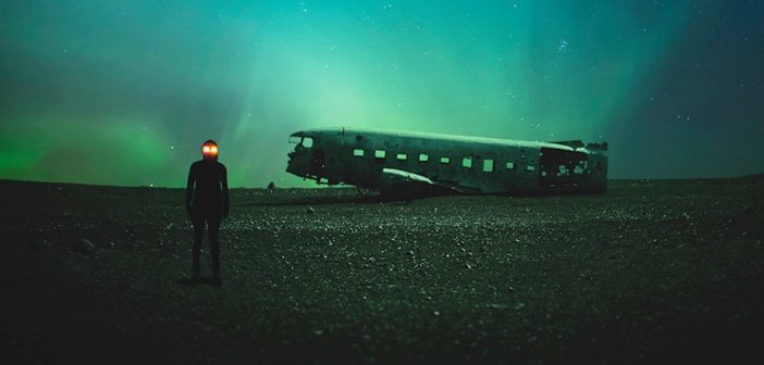 Composition d’aurore boréale avec 3 images